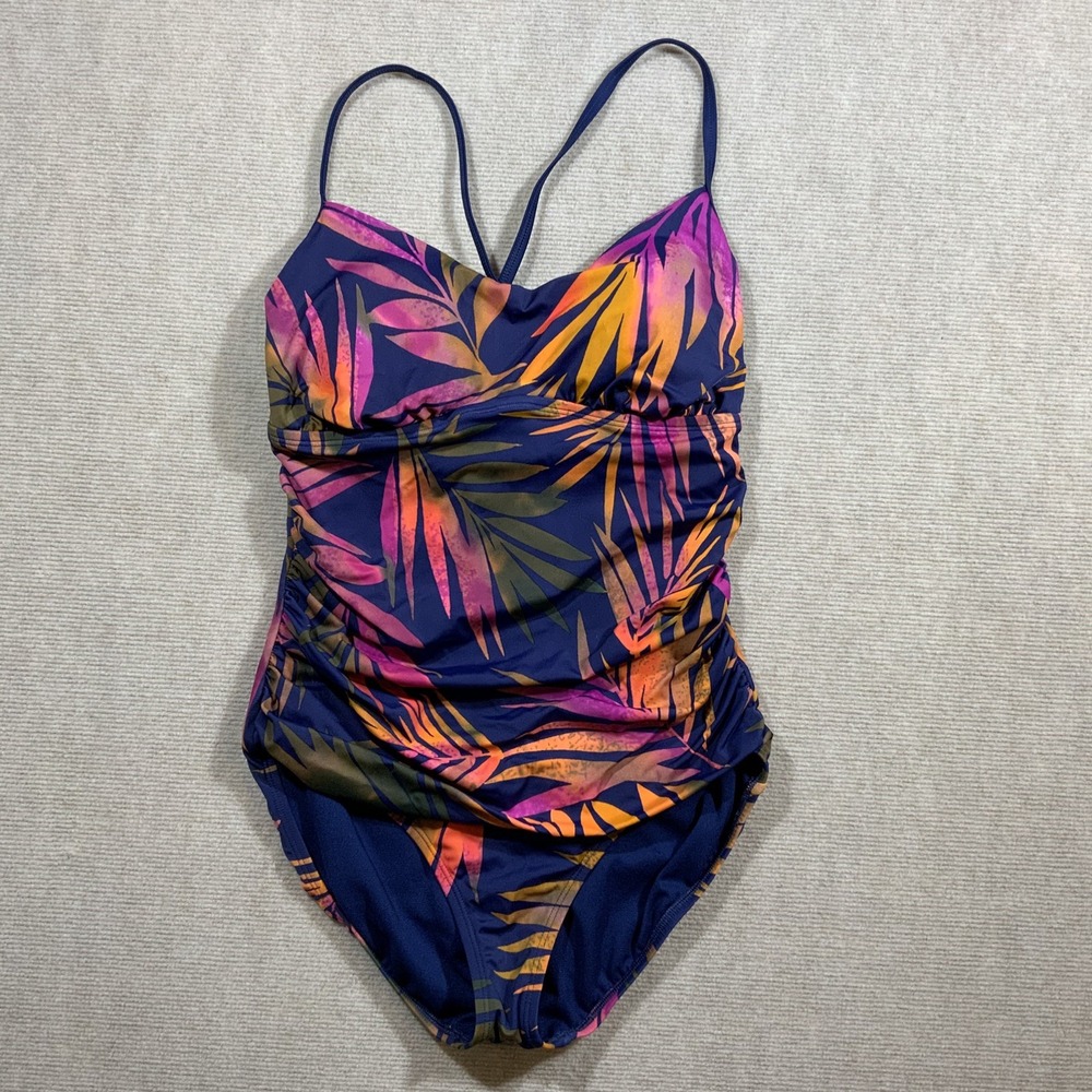 Time and Tru Hawaiian Print One Piece Swimsuit XL Beautiful Colorful Slimming